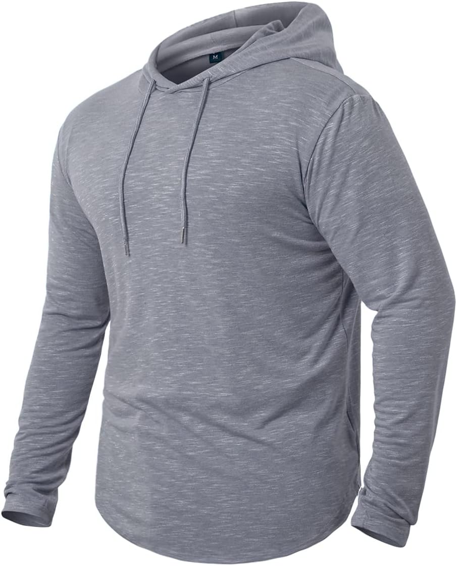 MANSDOUR Men's Athletic Hooded Shirts Long Sleeve Workout Sport Hoodie Casual Running T Shirt Quick Dry Pullover Top