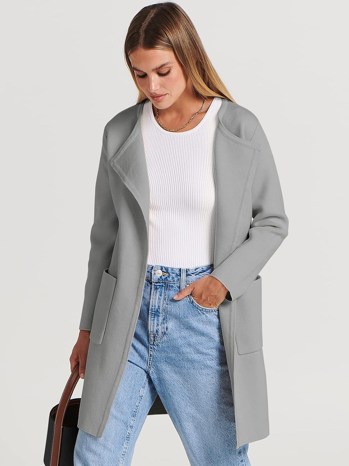 Women's Open Front Knit Lightweight Cardigan Casual Long Coatigan Sweater Lady Jacket Coat 2025 Fall Outerwear