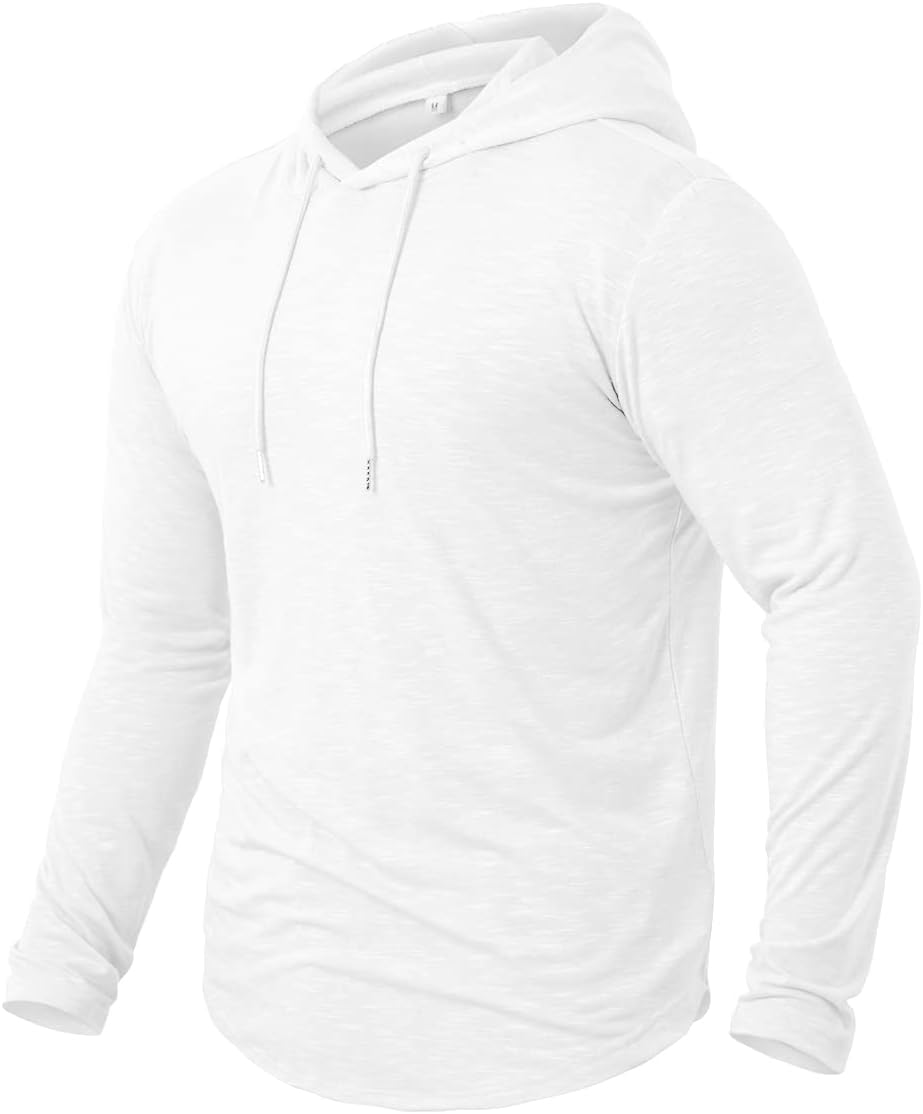 MANSDOUR Men's Athletic Hooded Shirts Long Sleeve Workout Sport Hoodie Casual Running T Shirt Quick Dry Pullover Top