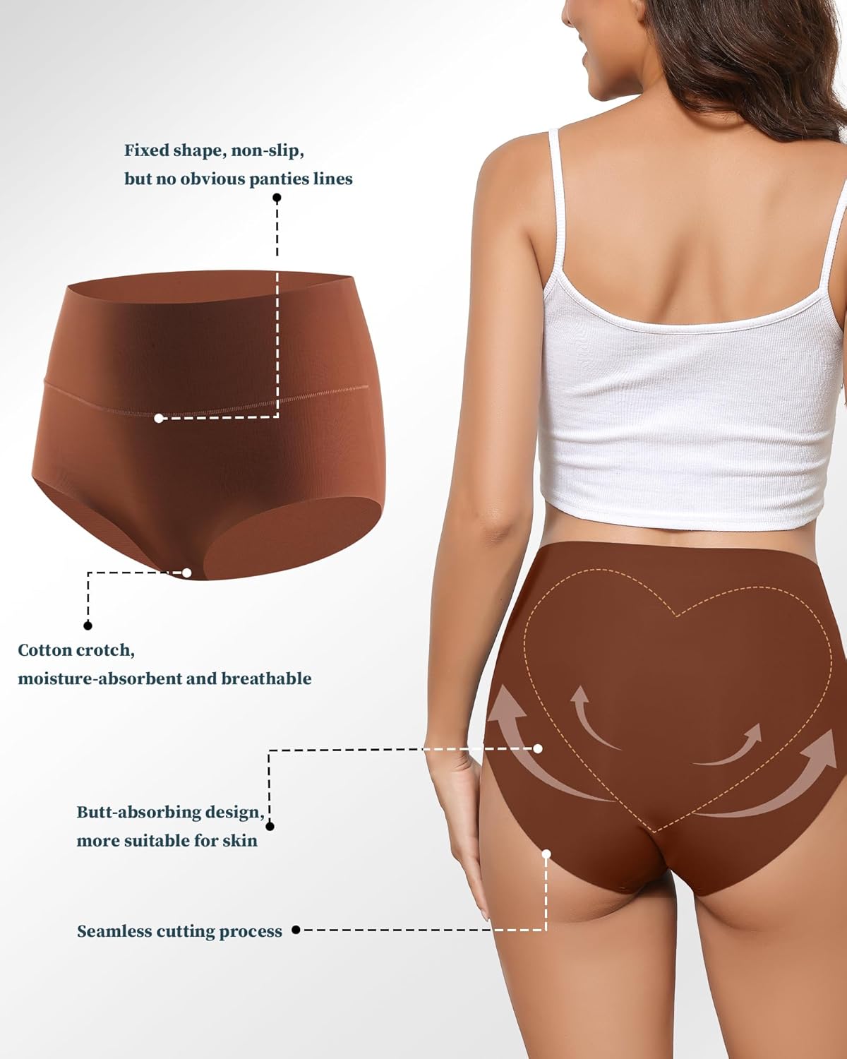Women's High Waist Seamless Underwear Full Coverage Brief No Show Panties Sexy Comfortable Pantie Multi Pack L-8XL