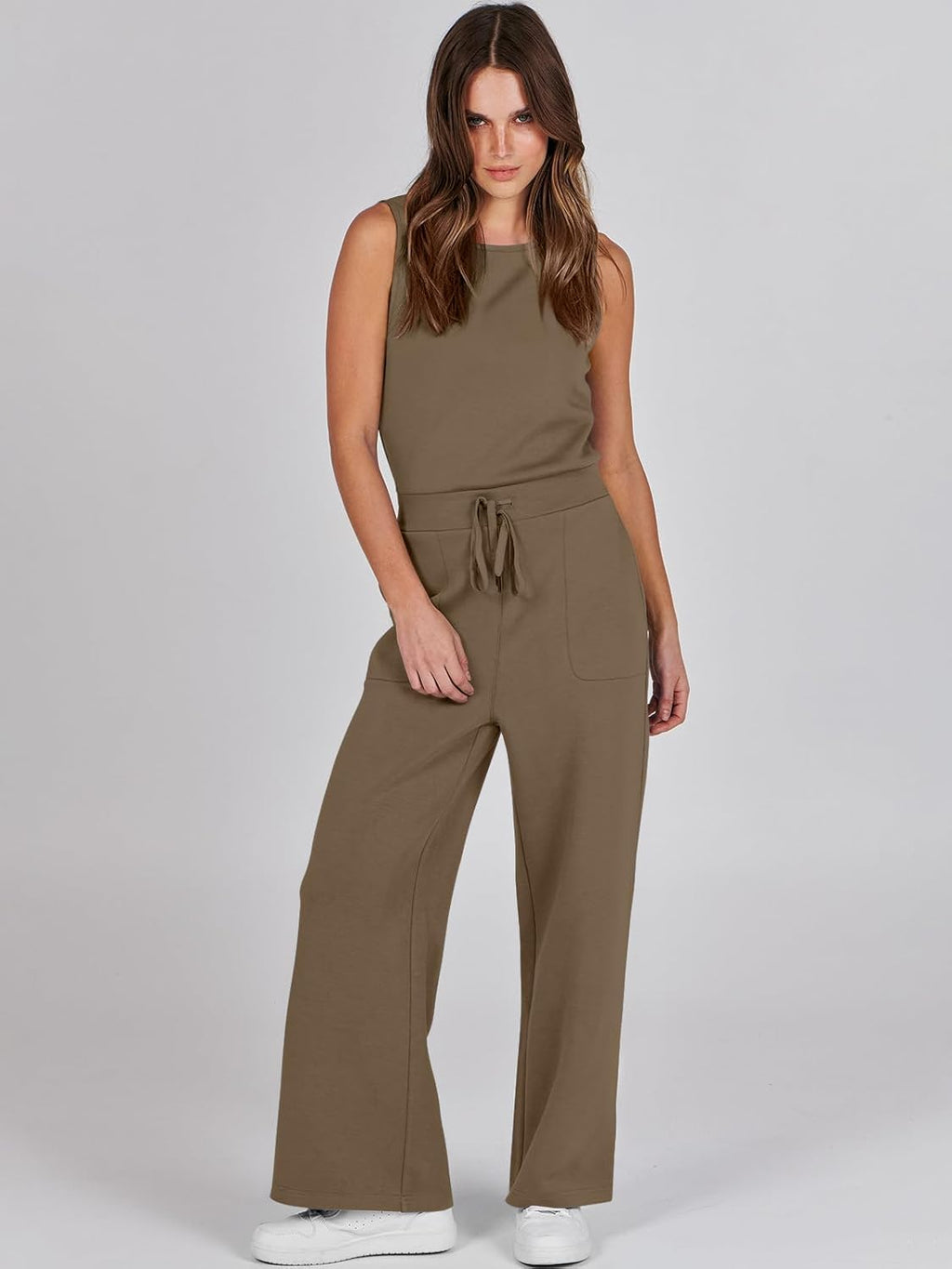 Womens Jumpsuits 2025 Casual Summer Dressy Romper Sleeveless Wide Leg Long Pants Outfits Fashion Travel Clothes