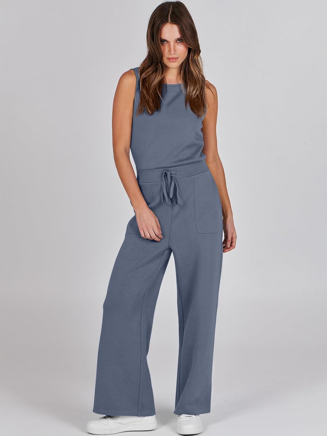 Womens Jumpsuits 2025 Casual Summer Dressy Romper Sleeveless Wide Leg Long Pants Outfits Fashion Travel Clothes
