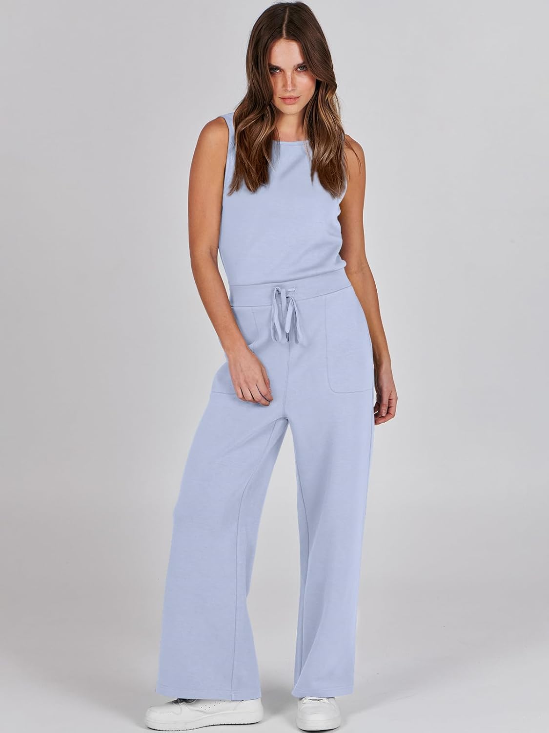 Womens Jumpsuits 2025 Casual Summer Dressy Romper Sleeveless Wide Leg Long Pants Outfits Fashion Travel Clothes