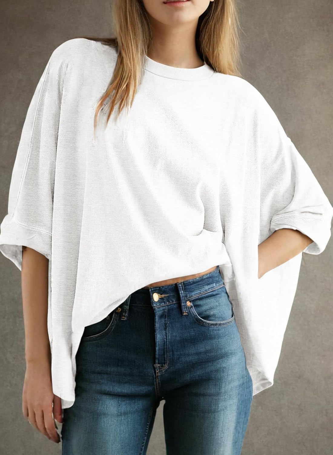 Dokotoo Summer Shirts 2025 Womens Solid T Shirts for Women Loose Oversized Tops Basic Tee