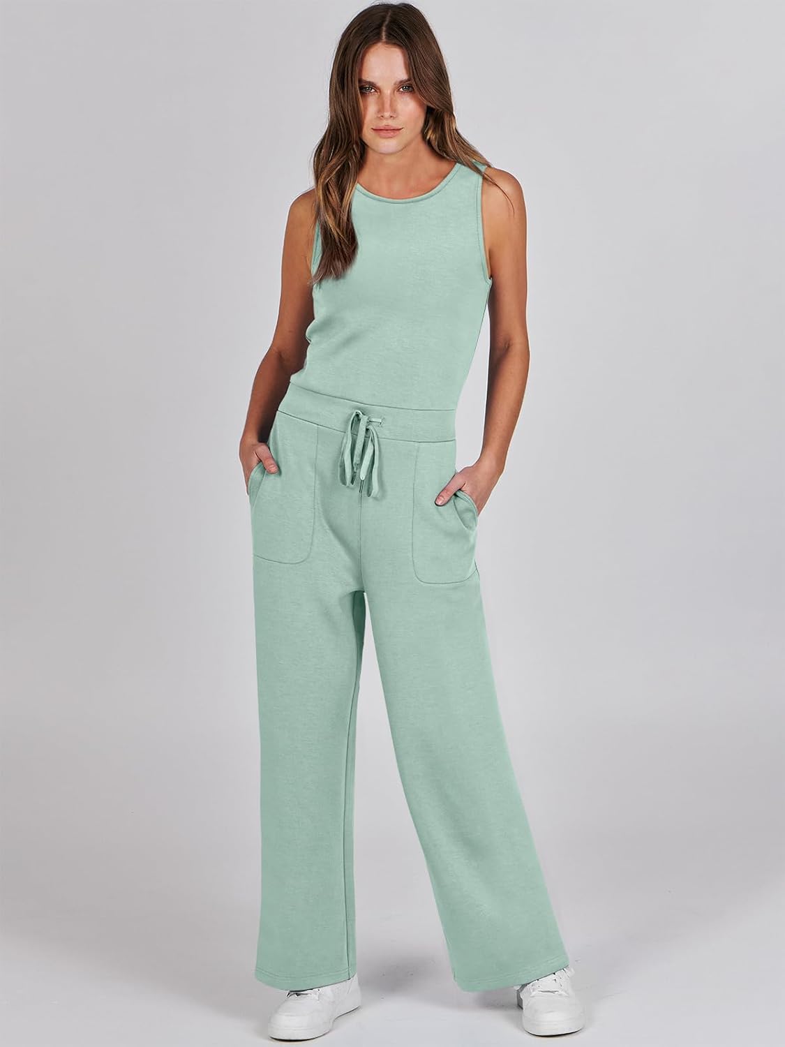 Womens Jumpsuits 2025 Casual Summer Dressy Romper Sleeveless Wide Leg Long Pants Outfits Fashion Travel Clothes
