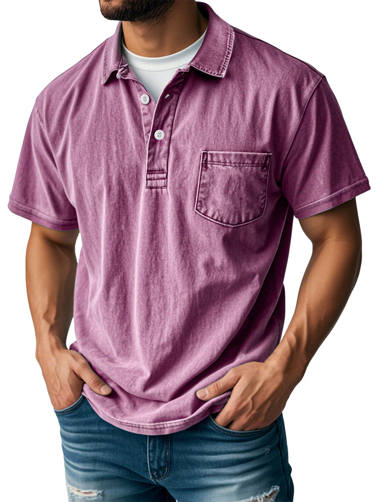 FINAL SALE⚡10 Packs for $32.94⚡ - Men's Retro Lapel Button Pocket Casual Short Sleeve POLO Shirt