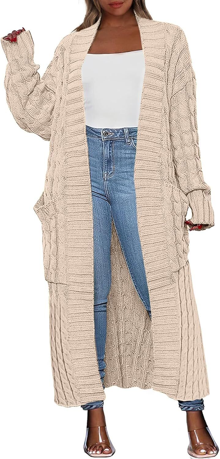 Women's Long Cardigan 2024 Oversized Coat Long Sleeve Open Cardigan Knitted Extra Long Coat Autumn Fashion Jacket Clothes