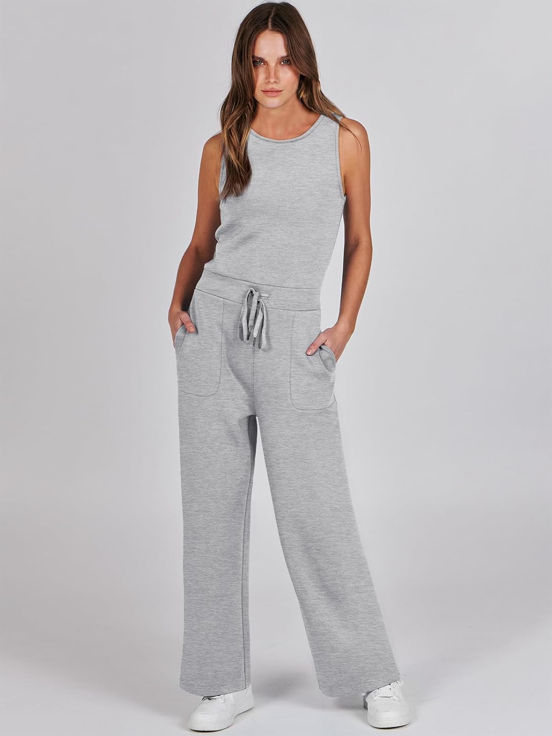 Womens Jumpsuits 2025 Casual Summer Dressy Romper Sleeveless Wide Leg Long Pants Outfits Fashion Travel Clothes