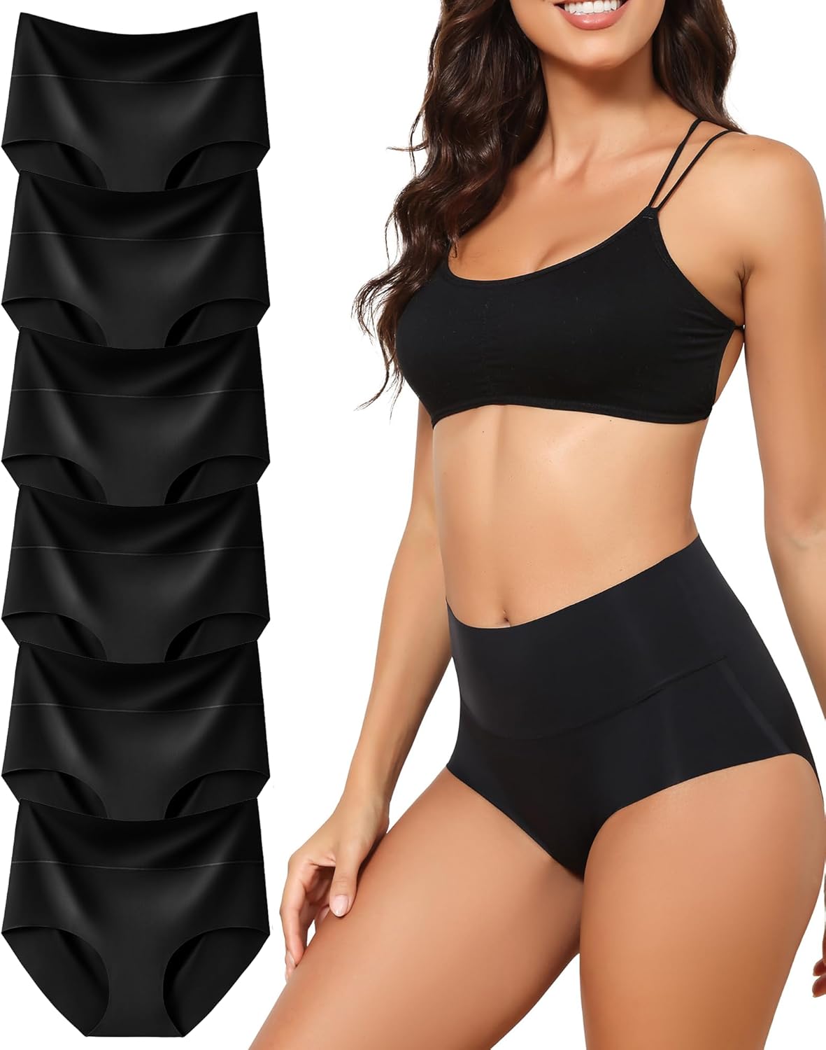 Women's High Waist Seamless Underwear Full Coverage Brief No Show Panties Sexy Comfortable Pantie Multi Pack L-8XL