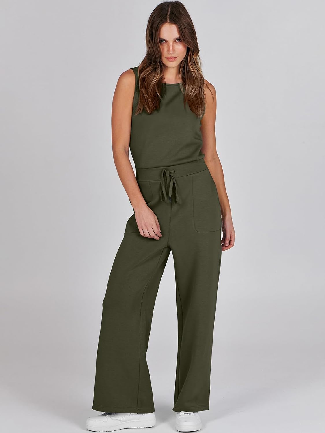 Womens Jumpsuits 2025 Casual Summer Dressy Romper Sleeveless Wide Leg Long Pants Outfits Fashion Travel Clothes