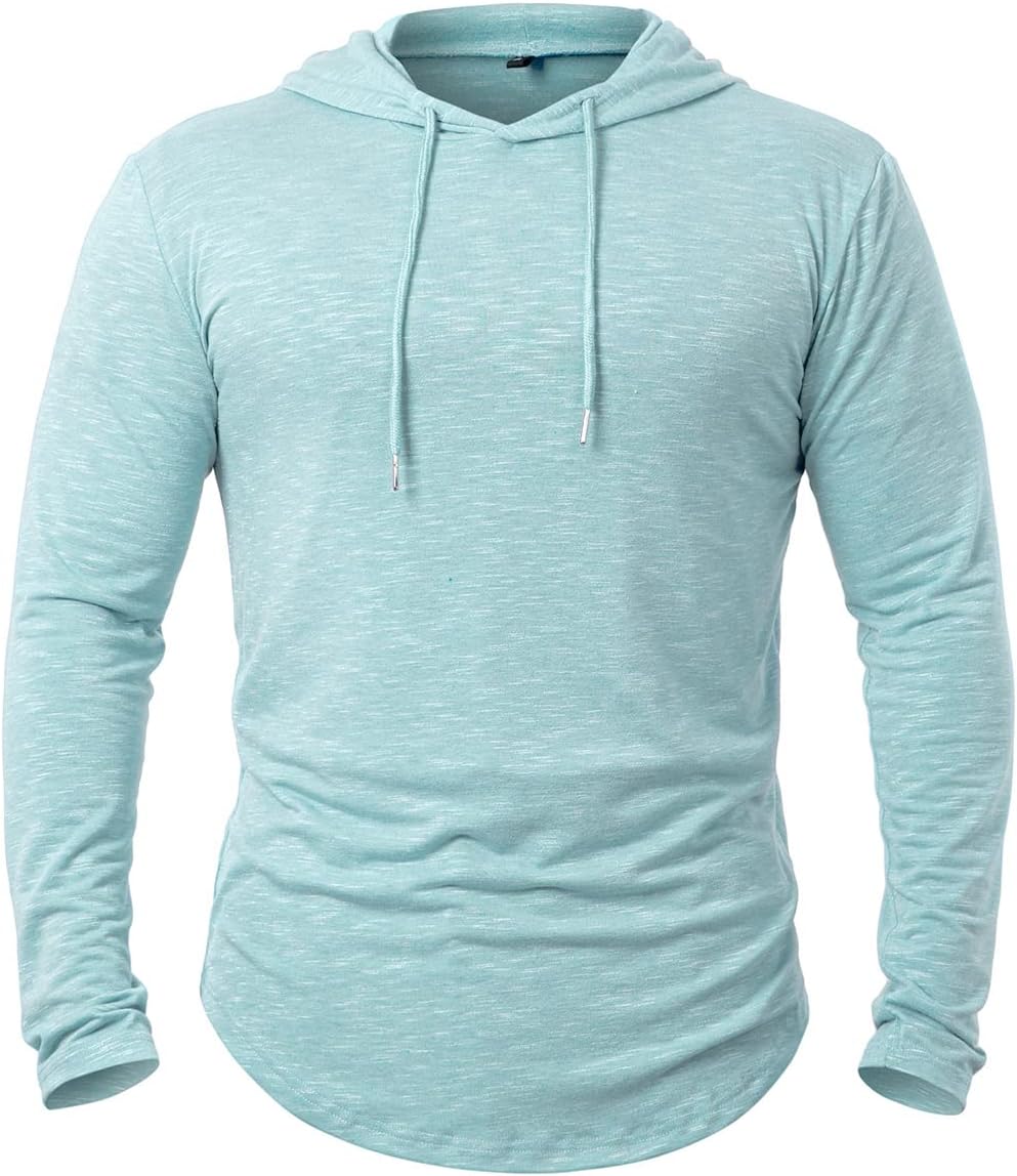MANSDOUR Men's Athletic Hooded Shirts Long Sleeve Workout Sport Hoodie Casual Running T Shirt Quick Dry Pullover Top