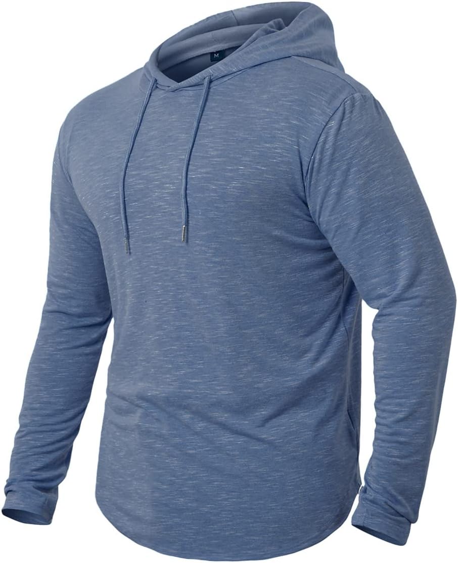 MANSDOUR Men's Athletic Hooded Shirts Long Sleeve Workout Sport Hoodie Casual Running T Shirt Quick Dry Pullover Top