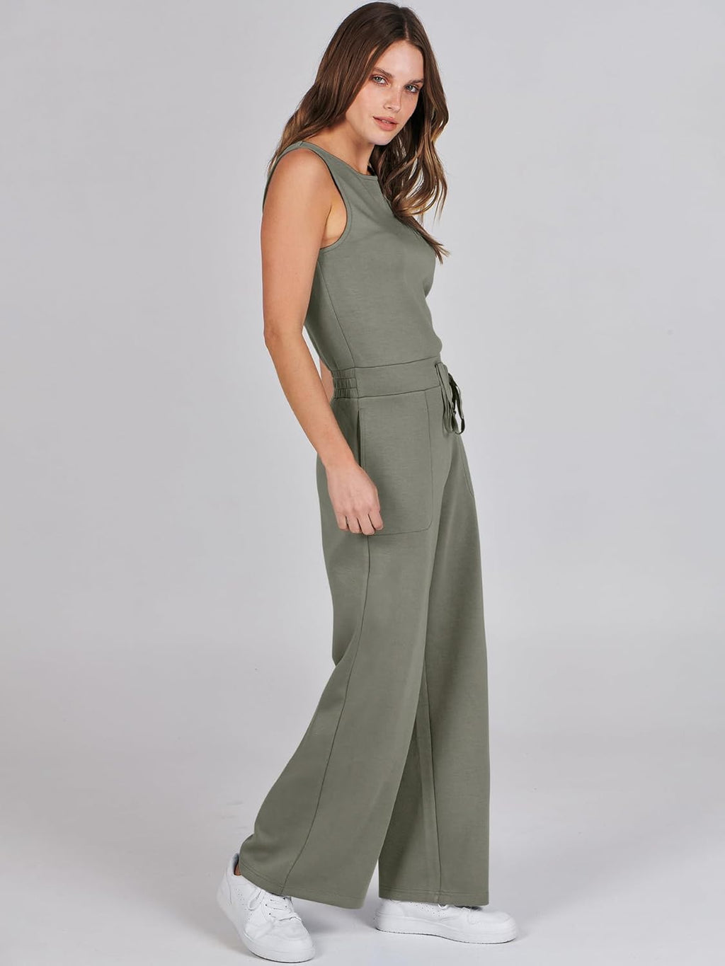 Womens Jumpsuits 2025 Casual Summer Dressy Romper Sleeveless Wide Leg Long Pants Outfits Fashion Travel Clothes