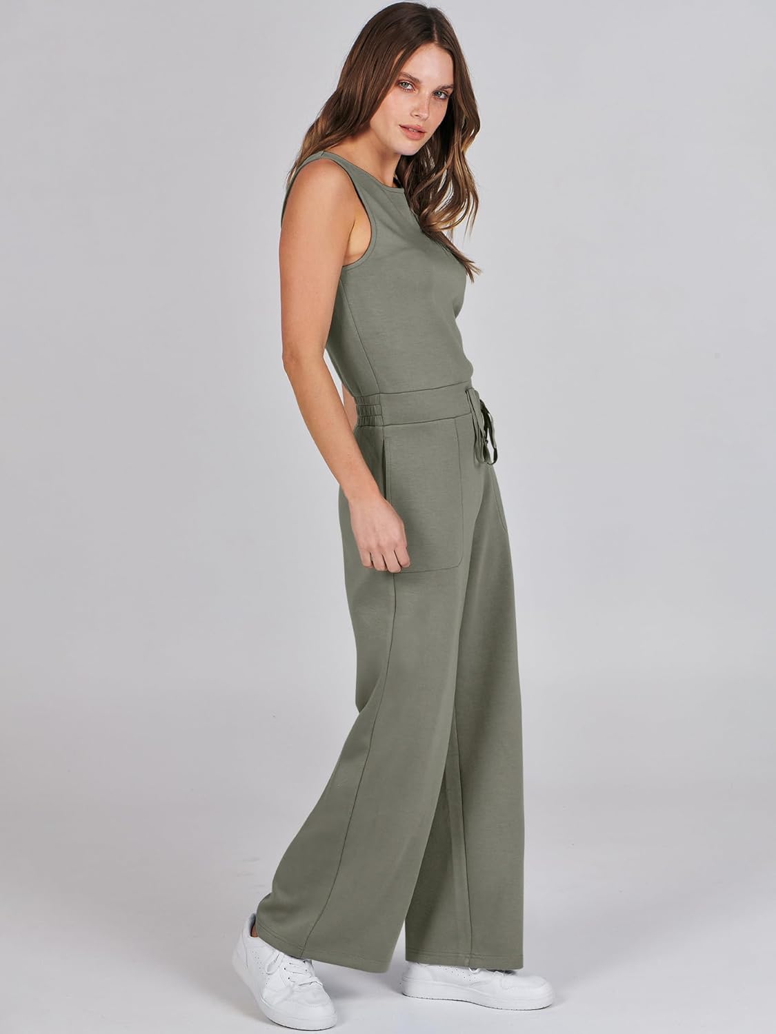 Womens Jumpsuits 2025 Casual Summer Dressy Romper Sleeveless Wide Leg Long Pants Outfits Fashion Travel Clothes