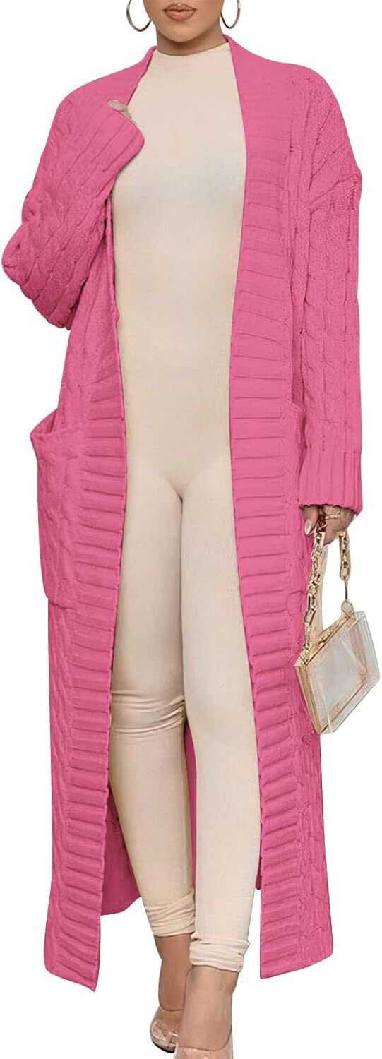 Women's Long Cardigan 2024 Oversized Coat Long Sleeve Open Cardigan Knitted Extra Long Coat Autumn Fashion Jacket Clothes