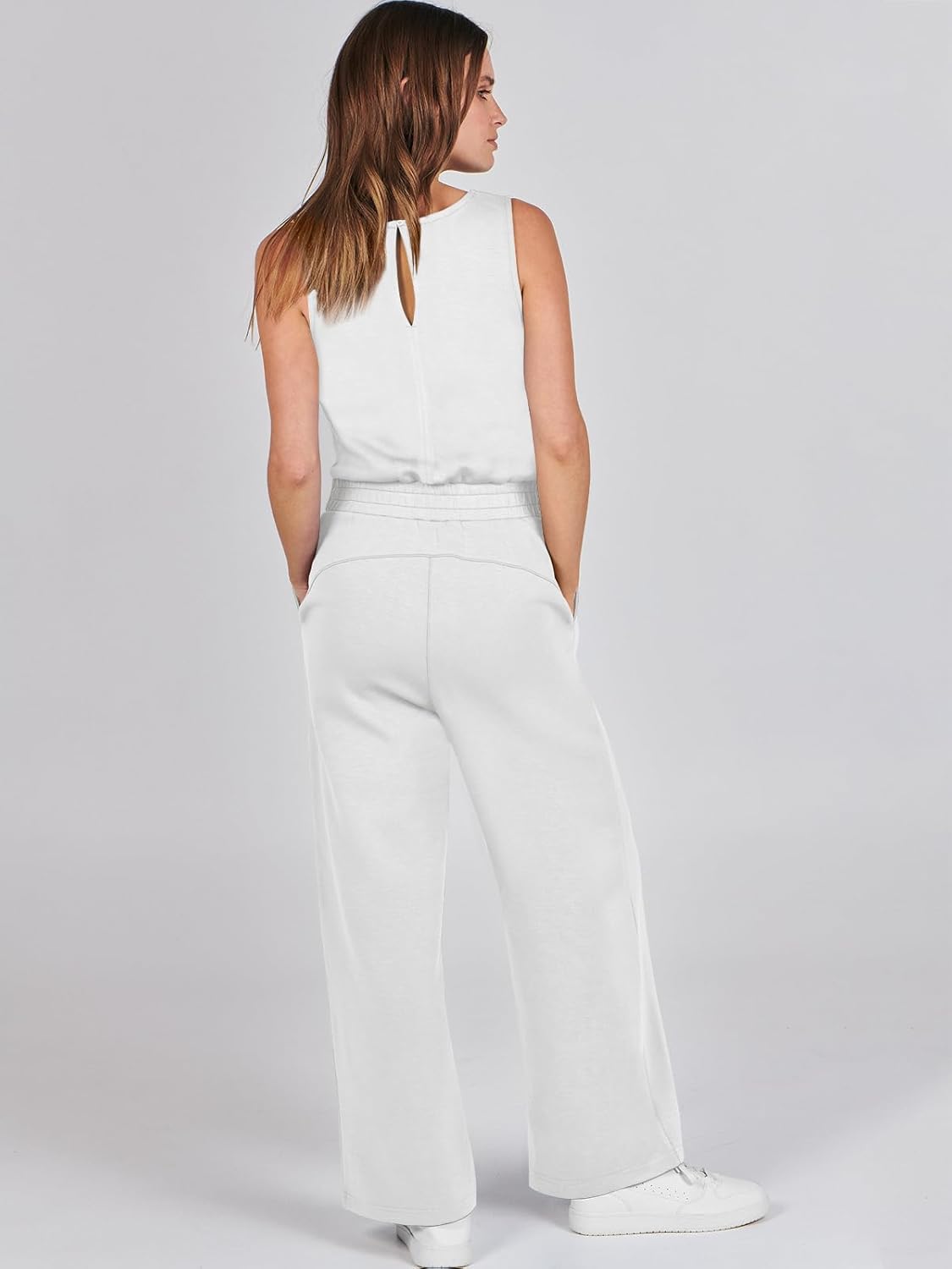 Womens Jumpsuits 2025 Casual Summer Dressy Romper Sleeveless Wide Leg Long Pants Outfits Fashion Travel Clothes