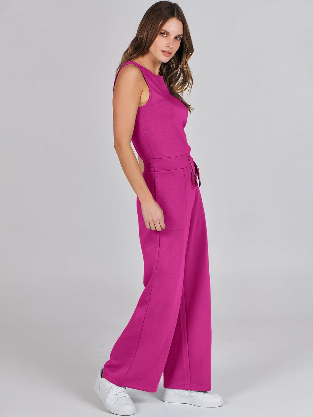 Womens Jumpsuits 2025 Casual Summer Dressy Romper Sleeveless Wide Leg Long Pants Outfits Fashion Travel Clothes