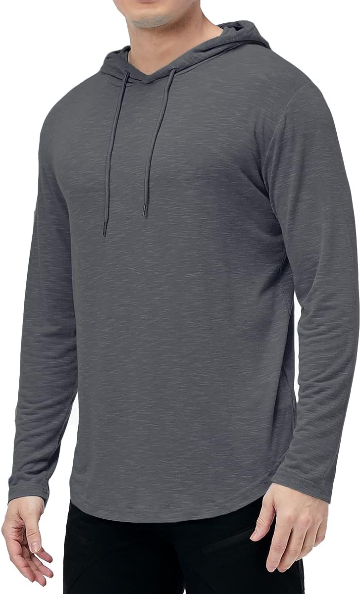 MANSDOUR Men's Athletic Hooded Shirts Long Sleeve Workout Sport Hoodie Casual Running T Shirt Quick Dry Pullover Top