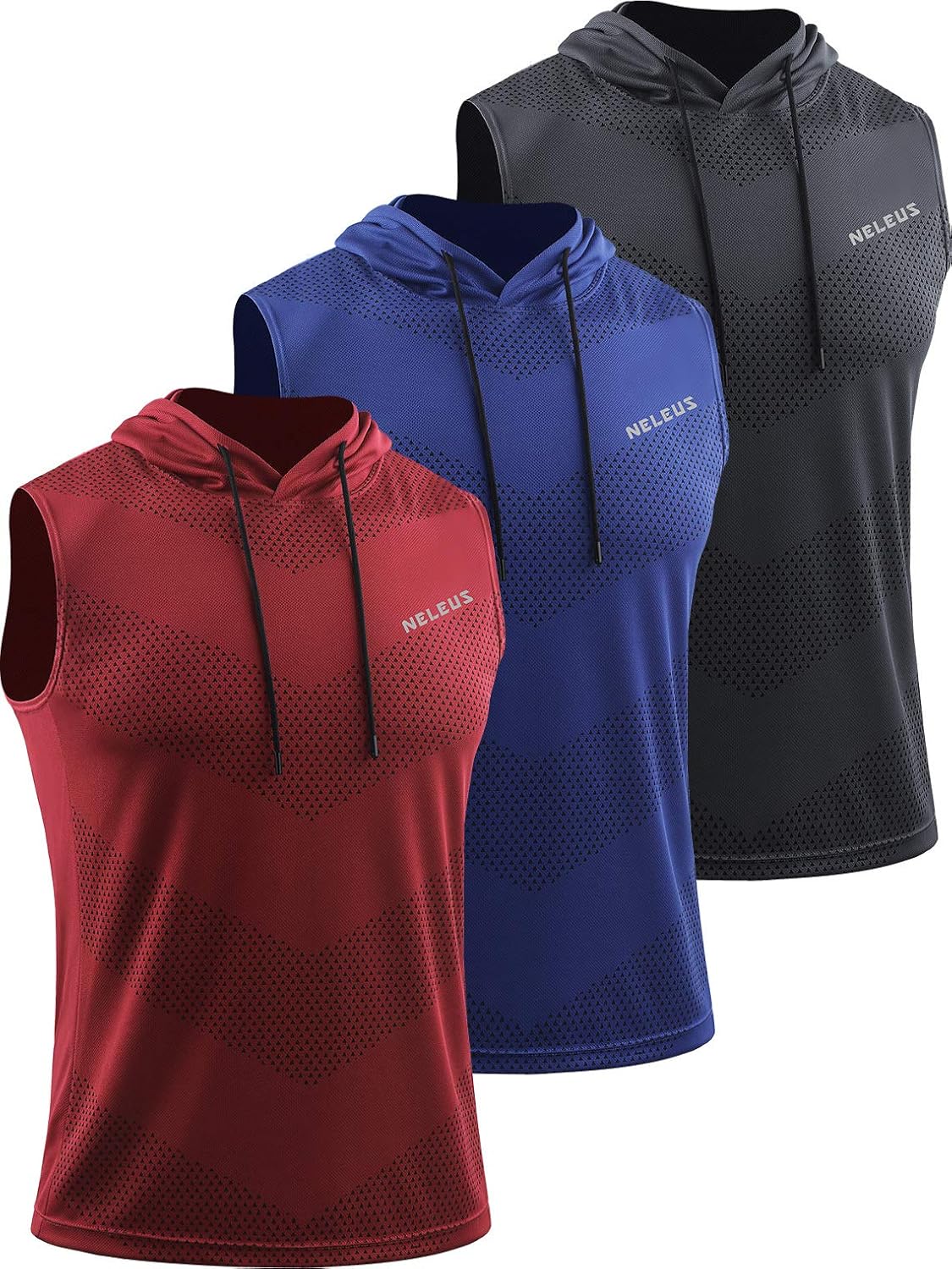 Men's Workout Tank Tops 3 Pack Sleeveless Running Shirts with Hoodie