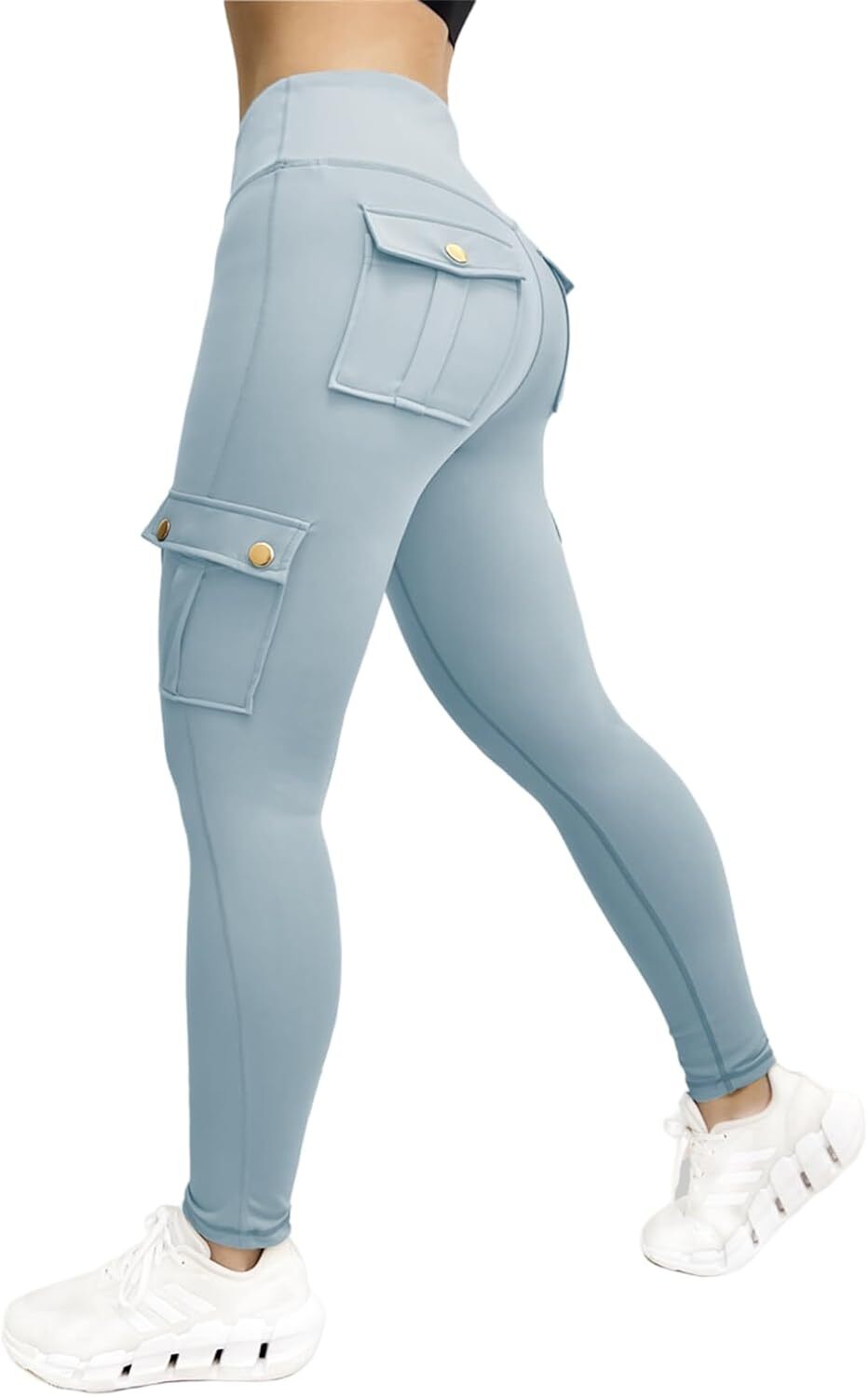 Cargo Leggings with Pockets for Women, Gym Workout Scrunch Butt Lifting Tummy Control High Waisted Womens Yoga Pants