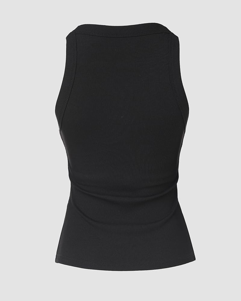 Women Built in Bra Ribbed Tank Tops Sleeveless Casual Tops