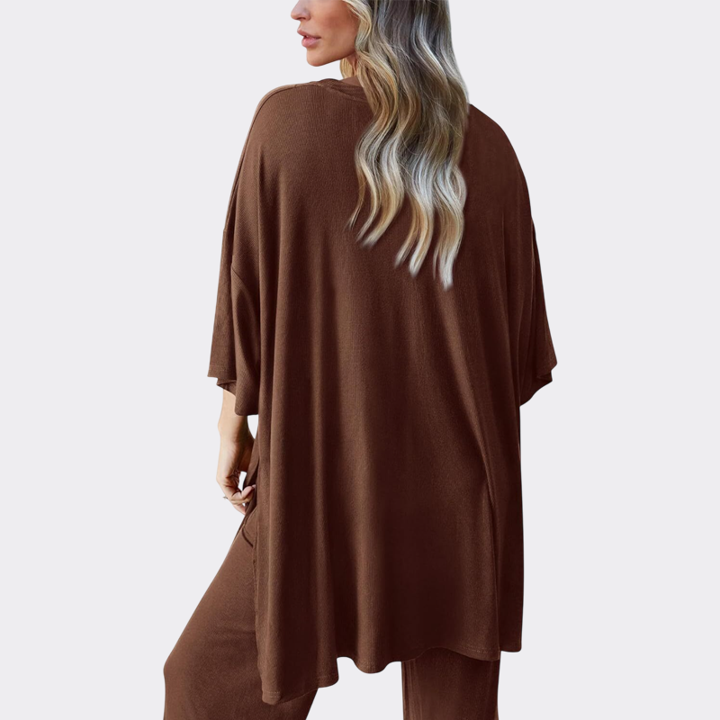 Women's 2 Piece Outfits Casual Short Sleeve Pullover Tops and Wide Leg Pants Lounge Sets Tracksuits