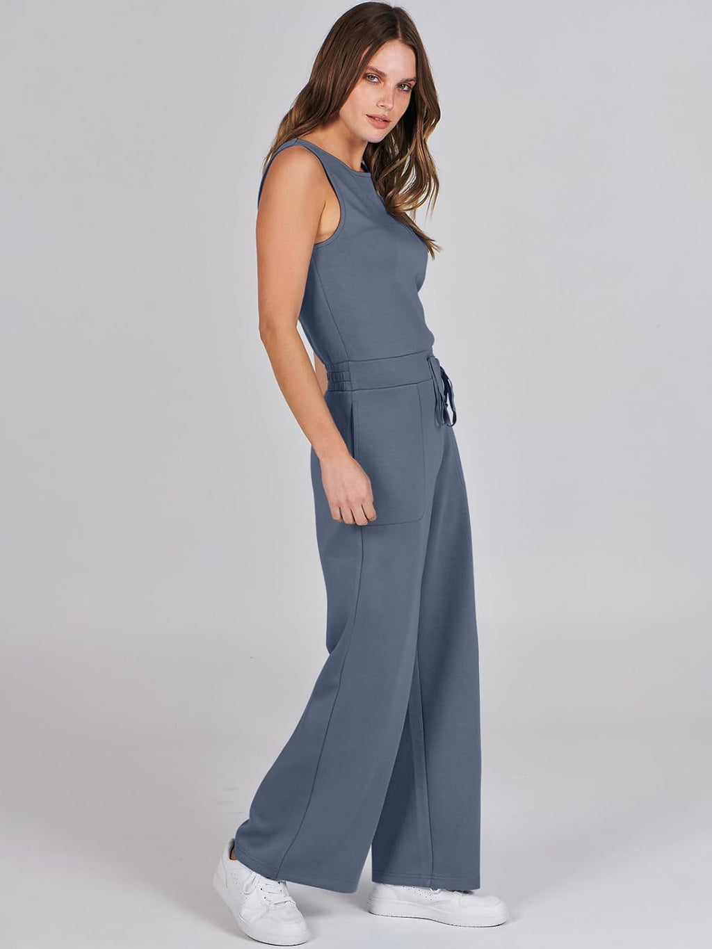 Womens Jumpsuits 2025 Casual Summer Dressy Romper Sleeveless Wide Leg Long Pants Outfits Fashion Travel Clothes