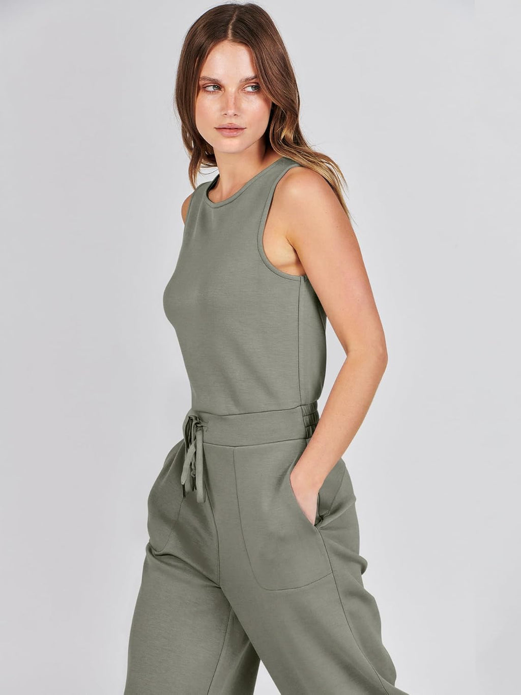 Womens Jumpsuits 2025 Casual Summer Dressy Romper Sleeveless Wide Leg Long Pants Outfits Fashion Travel Clothes