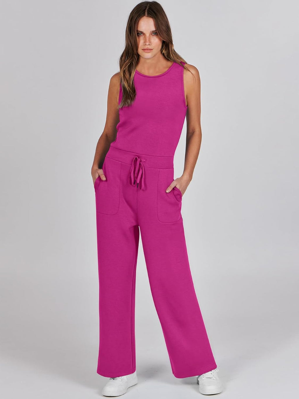 Womens Jumpsuits 2025 Casual Summer Dressy Romper Sleeveless Wide Leg Long Pants Outfits Fashion Travel Clothes