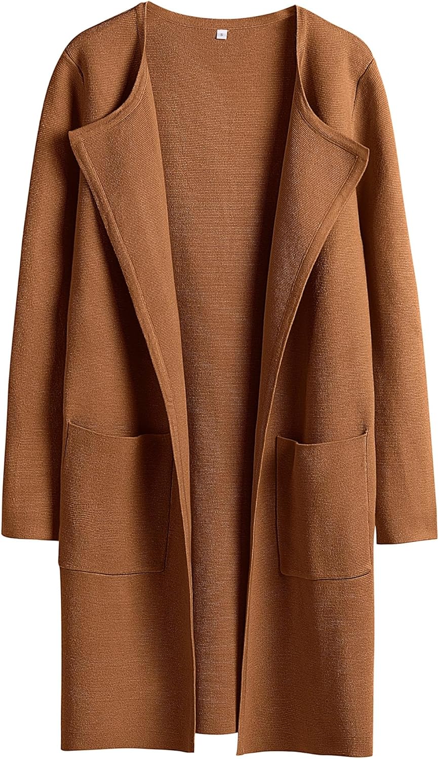 Women's Open Front Knit Lightweight Cardigan Casual Long Coatigan Sweater Lady Jacket Coat 2025 Fall Outerwear
