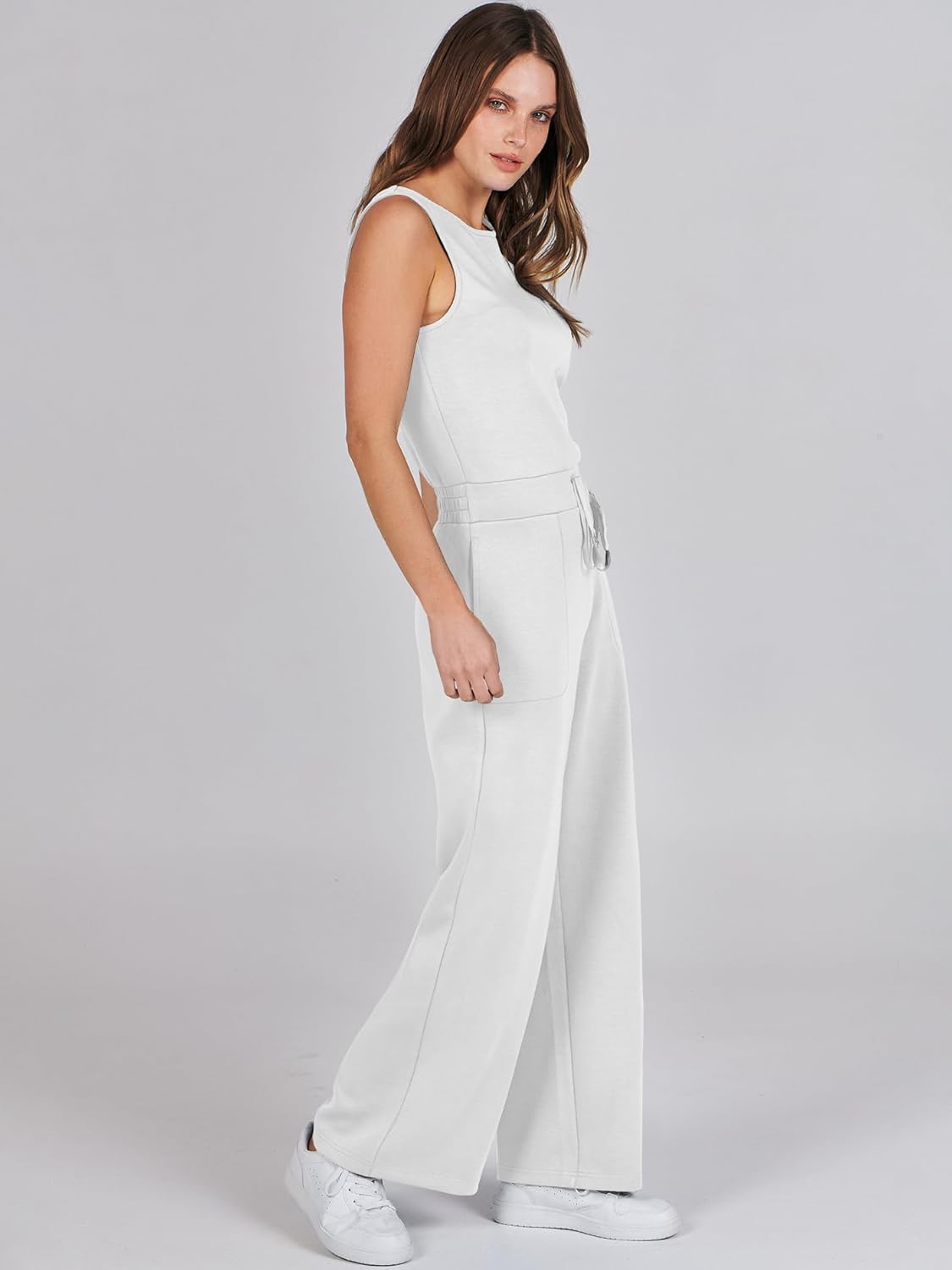 Womens Jumpsuits 2025 Casual Summer Dressy Romper Sleeveless Wide Leg Long Pants Outfits Fashion Travel Clothes