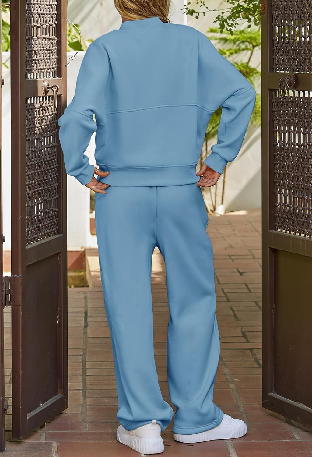 Christmas Deals Women's Fall 2 Piece Sweatsuits Set Long Sleeve Zip Up Sweatshirt Wide Leg Sweatpants Lounge Sets