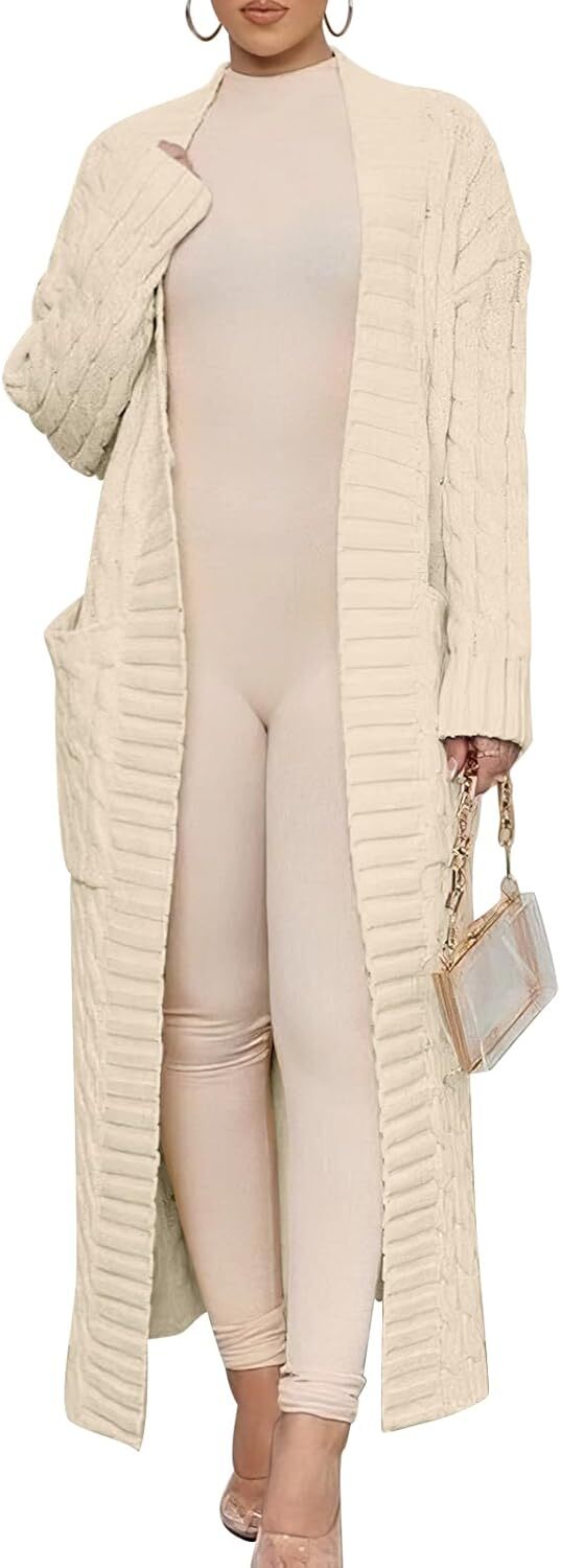 Women's Long Cardigan 2024 Oversized Coat Long Sleeve Open Cardigan Knitted Extra Long Coat Autumn Fashion Jacket Clothes