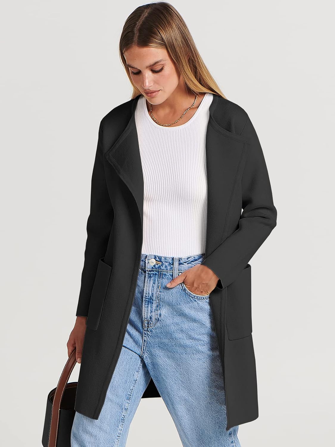 Women's Open Front Knit Lightweight Cardigan Casual Long Coatigan Sweater Lady Jacket Coat 2025 Fall Outerwear