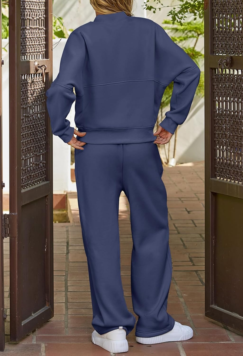 Christmas Deals Women's Fall 2 Piece Sweatsuits Set Long Sleeve Zip Up Sweatshirt Wide Leg Sweatpants Lounge Sets