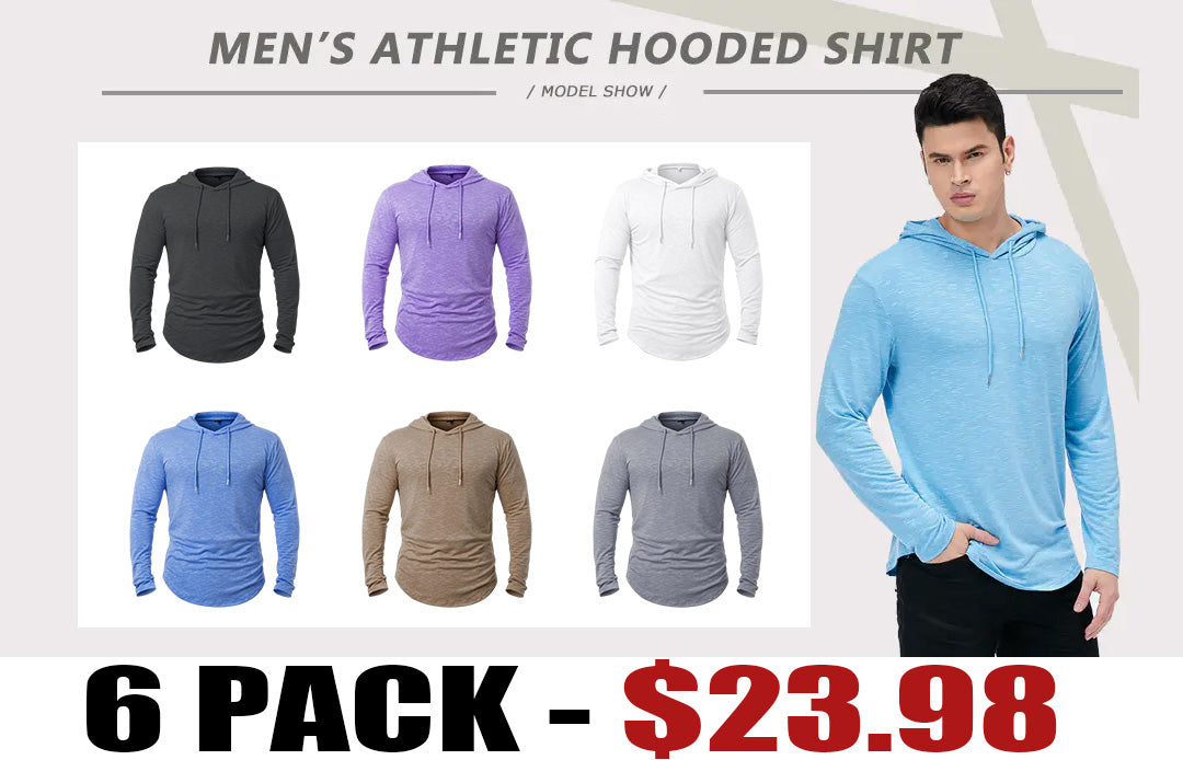 MANSDOUR Men's Athletic Hooded Shirts Long Sleeve Workout Sport Hoodie Casual Running T Shirt Quick Dry Pullover Top