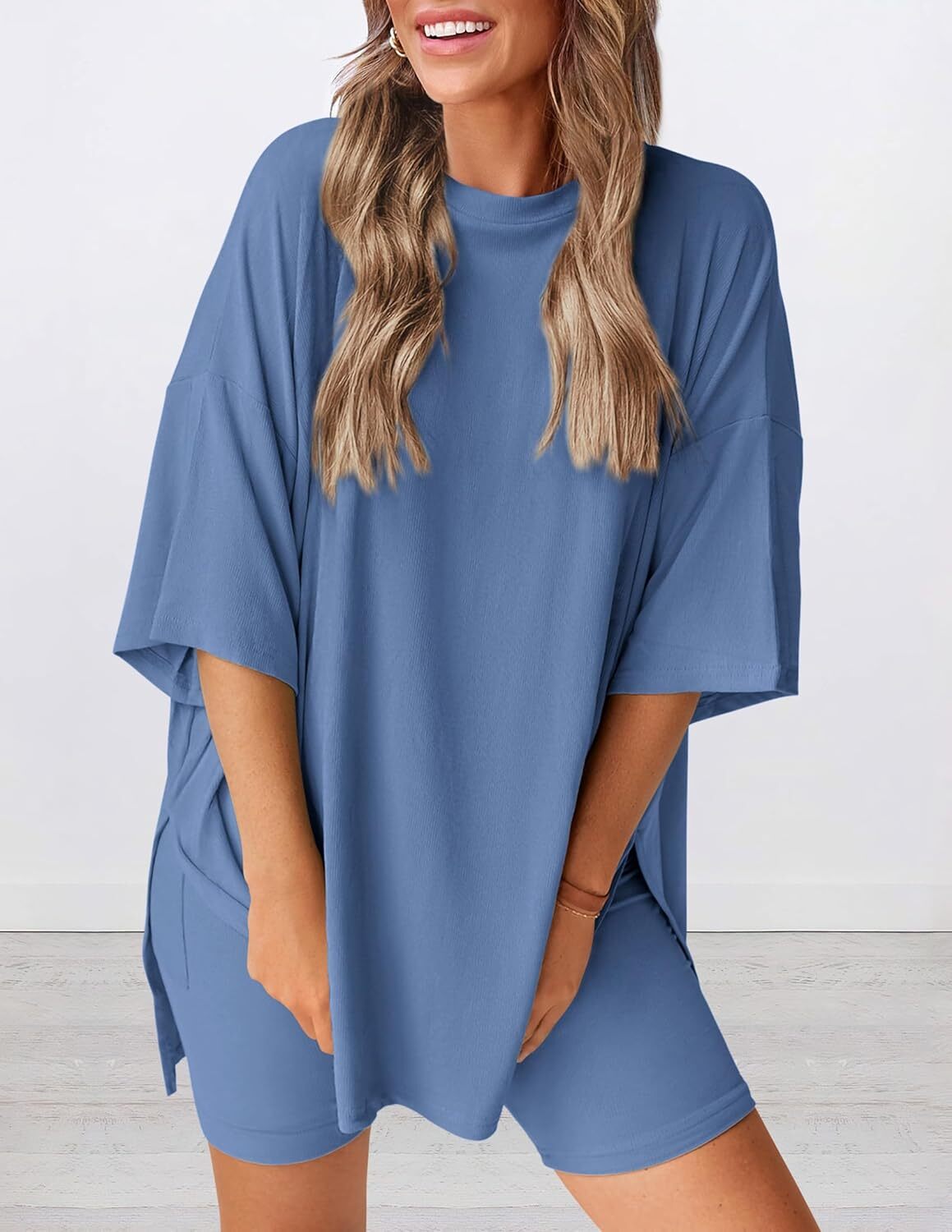 Women's Oversized Casual T-Shirt Shorts Suit Stretch Two-Piece Set