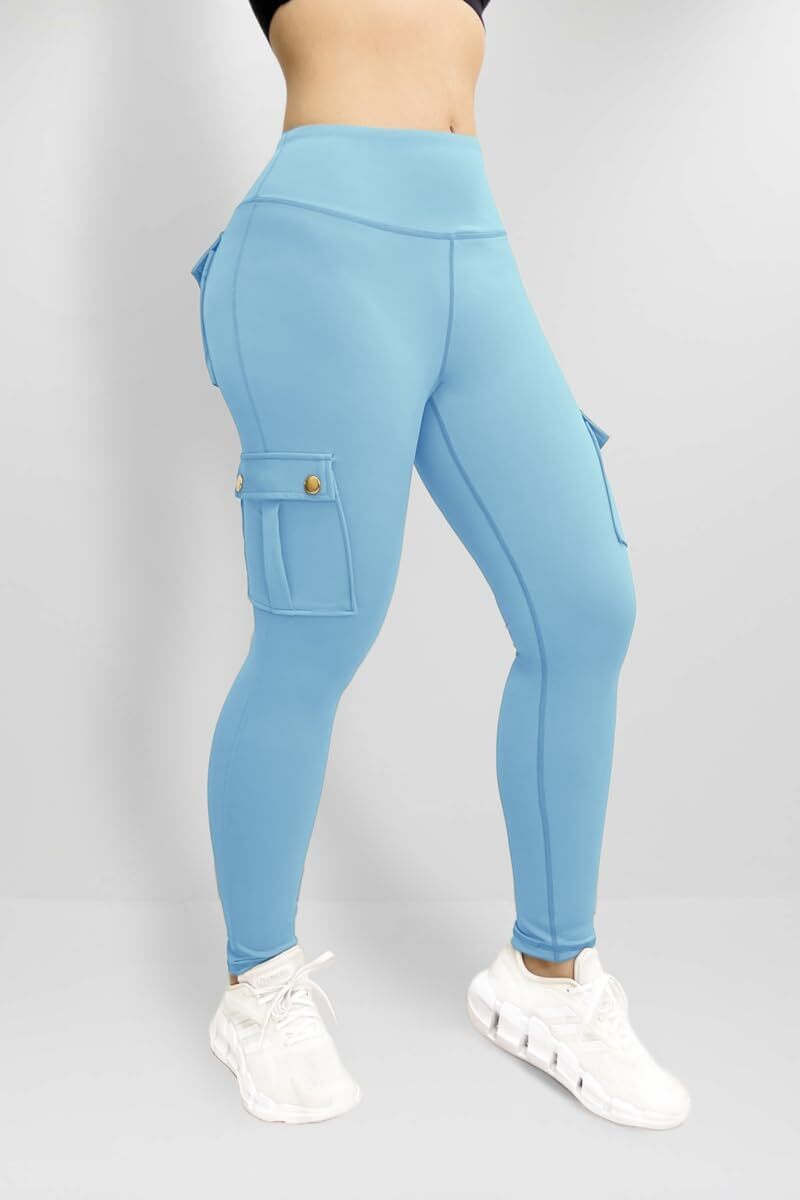 Cargo Leggings with Pockets for Women, Gym Workout Scrunch Butt Lifting Tummy Control High Waisted Womens Yoga Pants