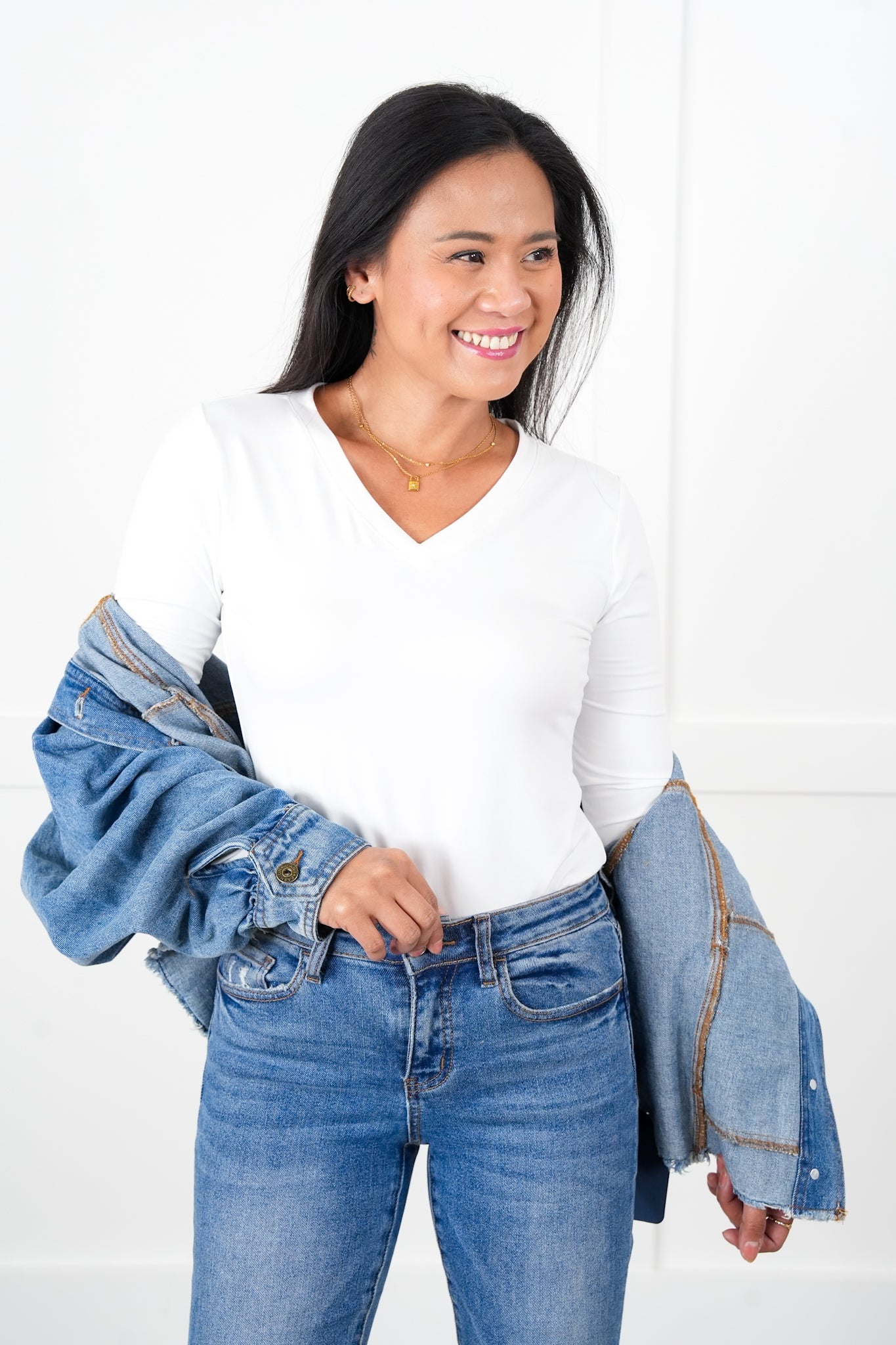Microfiber Long Sleeve V-Neck Tee (Multiple Colors)