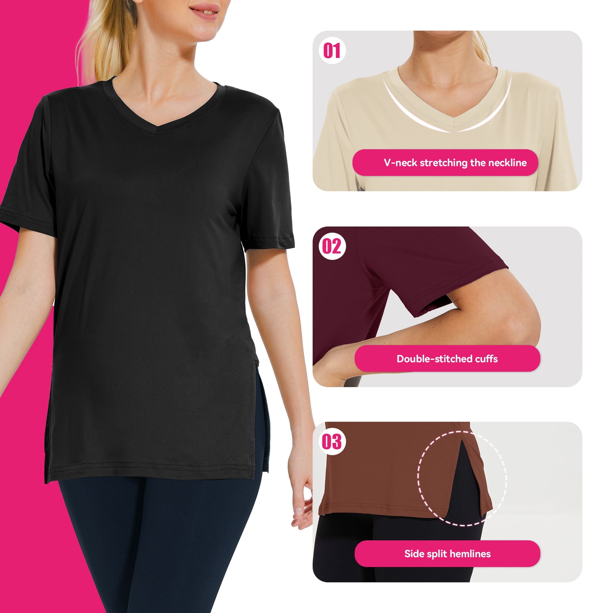 Womens 10 Pack T-Shirts Basic Short Sleeve V Neck Tops - Plus Size Fashion Loose Fit Lightweight Casual Summer Clothes Lady Comfort