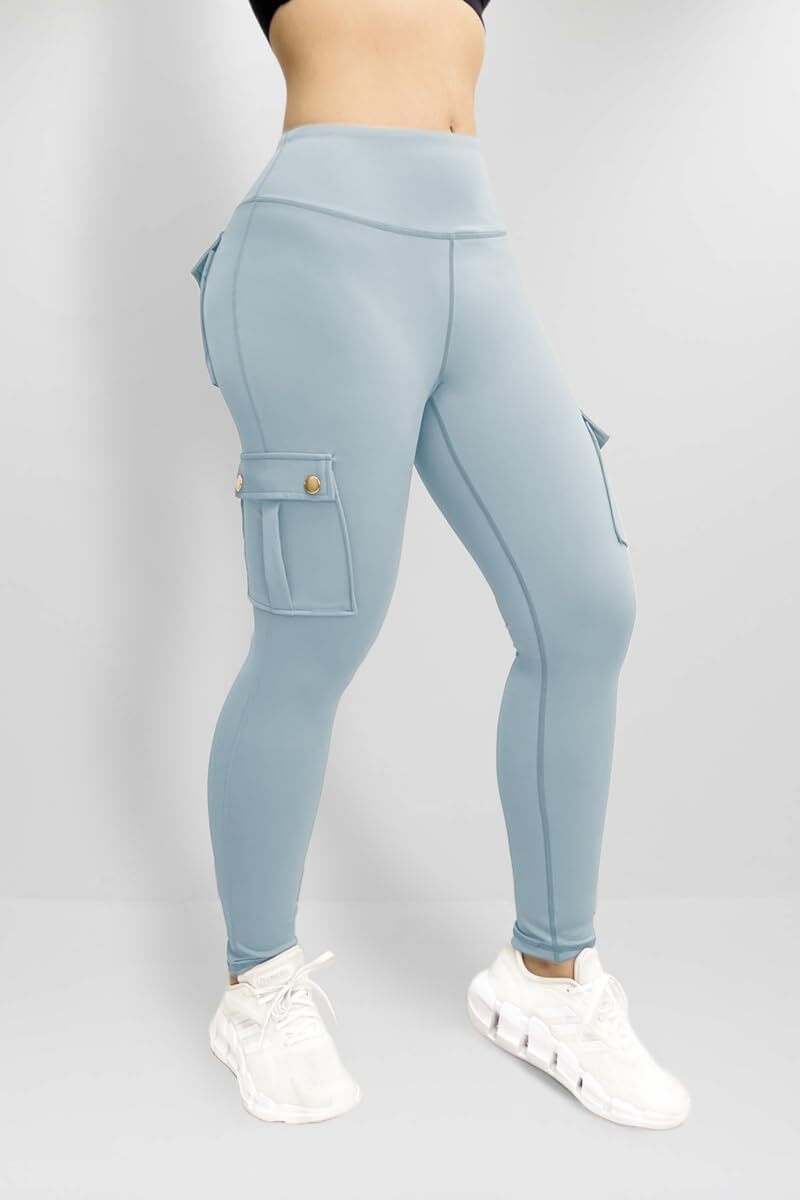 Cargo Leggings with Pockets for Women, Gym Workout Scrunch Butt Lifting Tummy Control High Waisted Womens Yoga Pants