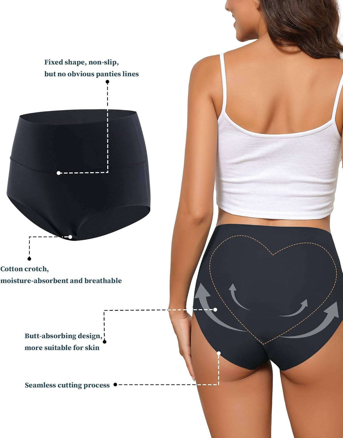 Women's High Waist Seamless Underwear Full Coverage Brief No Show Panties Sexy Comfortable Pantie Multi Pack L-8XL