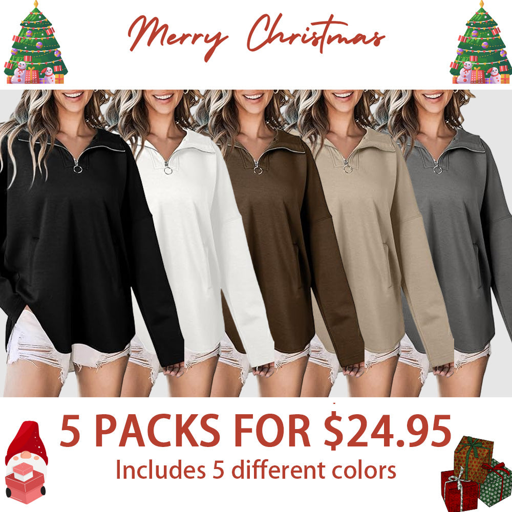 Women's Oversized Hoodies Casual Long Sleeve Half Zipper Pocket Sweatshirt Pullover Tops