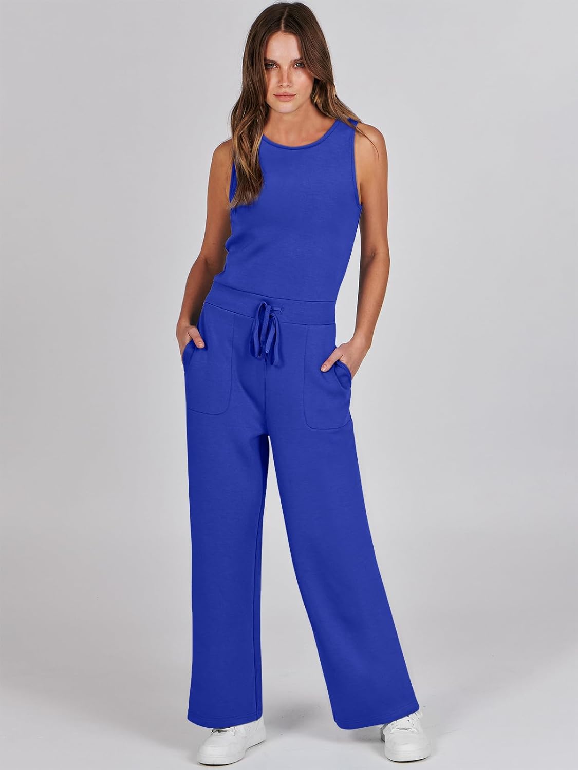 Womens Jumpsuits 2025 Casual Summer Dressy Romper Sleeveless Wide Leg Long Pants Outfits Fashion Travel Clothes