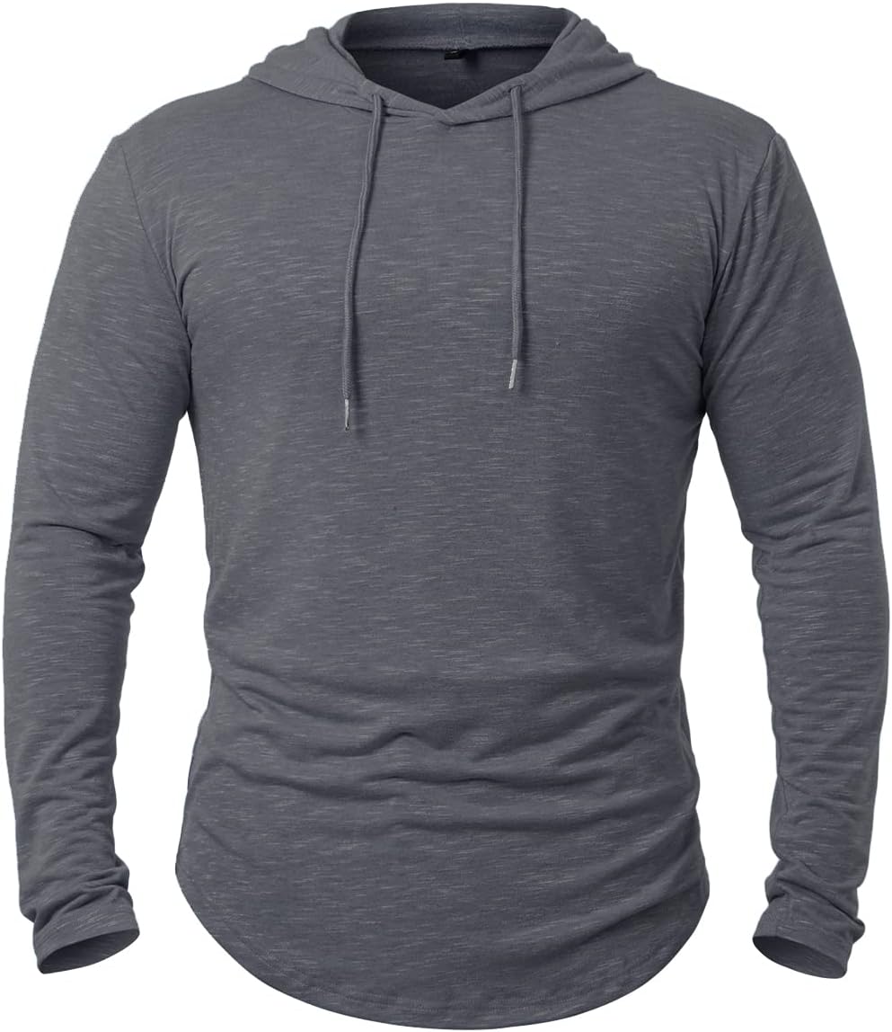 MANSDOUR Men's Athletic Hooded Shirts Long Sleeve Workout Sport Hoodie Casual Running T Shirt Quick Dry Pullover Top