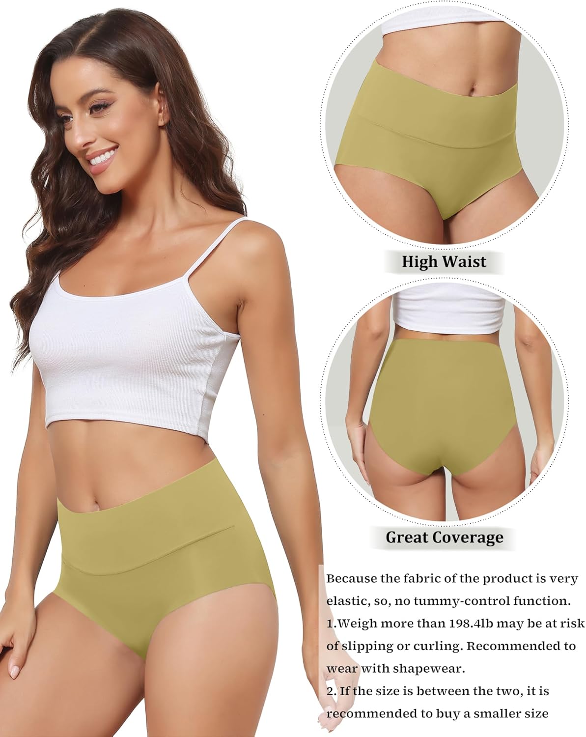 Women's High Waist Seamless Underwear Full Coverage Brief No Show Panties Sexy Comfortable Pantie Multi Pack L-8XL