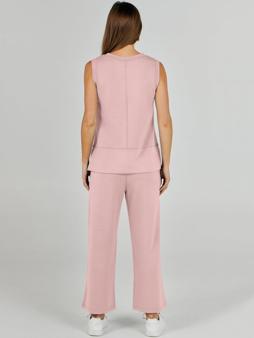Women's 2 Piece Sets Summer Outfits Sleeveless Wide Leg Tracksuits Casual Sweat Sets Lounge Sweatsuits
