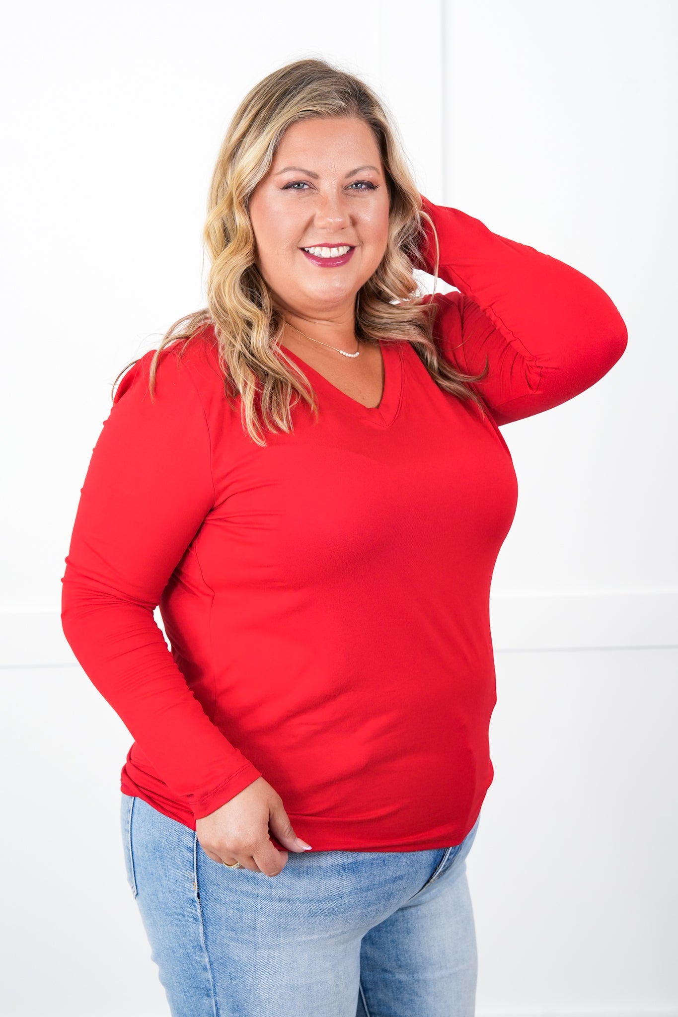 Microfiber Long Sleeve V-Neck Tee (Multiple Colors)