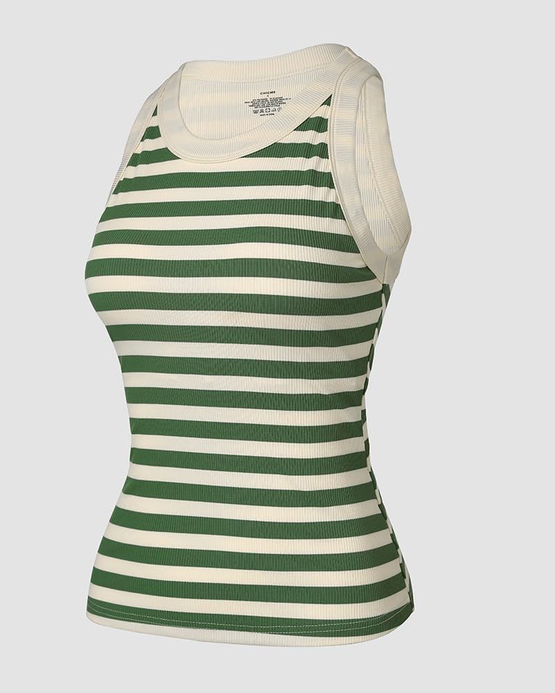 Women Built in Bra Ribbed Tank Tops Sleeveless Casual Tops