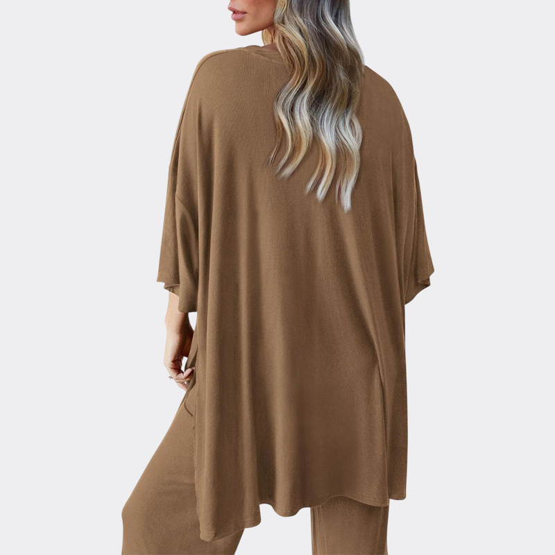 Women's 2 Piece Outfits Casual Short Sleeve Pullover Tops and Wide Leg Pants Lounge Sets Tracksuits